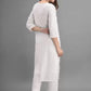 Women White Embroidered Viscose Rayon Kurta set with colorful Dupatta