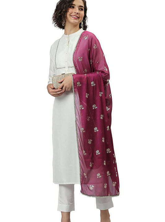 Women White Kurta set with Dupatta