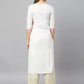 Women White Rayon Embroidered Kurta