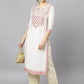 Women White Rayon Embroidered Kurta