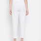 Women White Solid Cotton Trousers