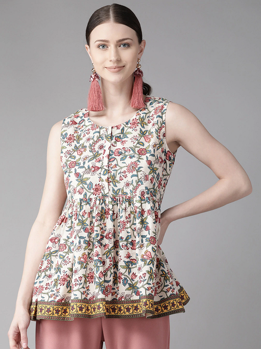 Women Floral Print A-Line Top