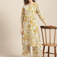 Women White & Mustard Yellow Kurta Set