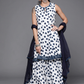 Women White & Navy Blue Kurta, Sharara & Dupatta Set