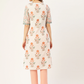 Women White & Peach-Coloured Cotton Kurta