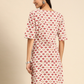 Women White & Pink Printed A-Line Dress