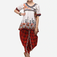 Women White & Red Organic Cotton Kedia Set