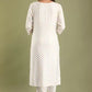 Women White and Pink Viscose Rayon Kurta set