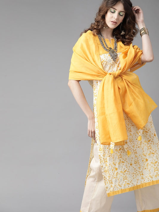Women Yellow Cotton Kurta set