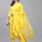 Women Yellow Cotton Kurta set with pants with Dupatta