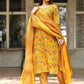 Women Yellow Floral Printed Cotton Kurta Set
