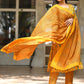 Women Yellow Floral Printed Cotton Kurta Set