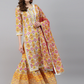 Women Yellow Floral Printed Cotton Kurta Set