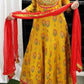 Women Yellow Viscose Rayon Anarkali Kurta set