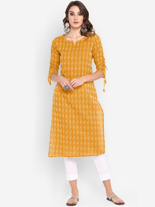 Women Yellow & Off-White Kurta