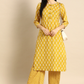 Women Yellow & White Kurta with Palazzos