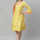 Women Yellow Floral Print A-Line Dress