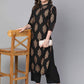 Women's Black Printed Rayon Kurta Set