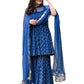 Women's Blue Color Viscose Printed Kurta Set