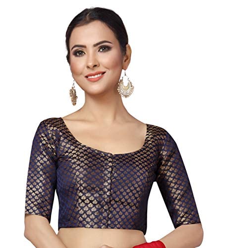 Women's Elbow Length Sleeve Brocade Saree Blouse