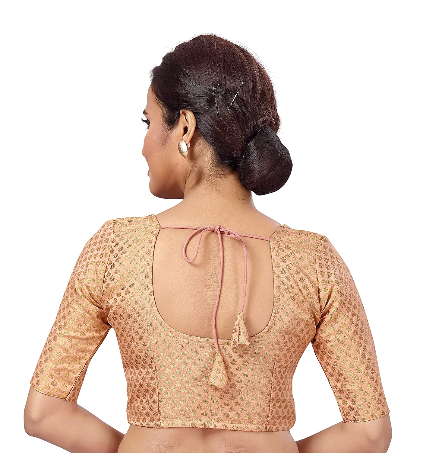 Women's Elbow Length Sleeve Brocade Saree Blouse