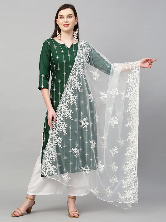 Women's Cotton Blend Embroidered Kurta Set