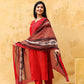 Women's Cotton Blend Solid Straight Kurta Pant with Dupatta Set