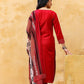 Women's Cotton Blend Solid Straight Kurta Pant with Dupatta Set