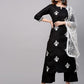 Women's Cotton Blend Straight Embroidered Kurta Set