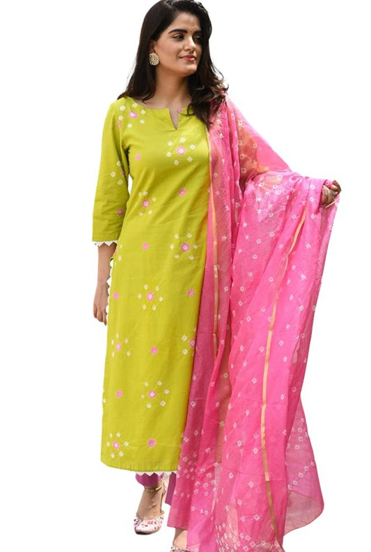 Women's Cotton Straight Printed Kurta Set