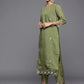 Women's Green Embroidered Straight Kurta Trousers With Dupatta Set