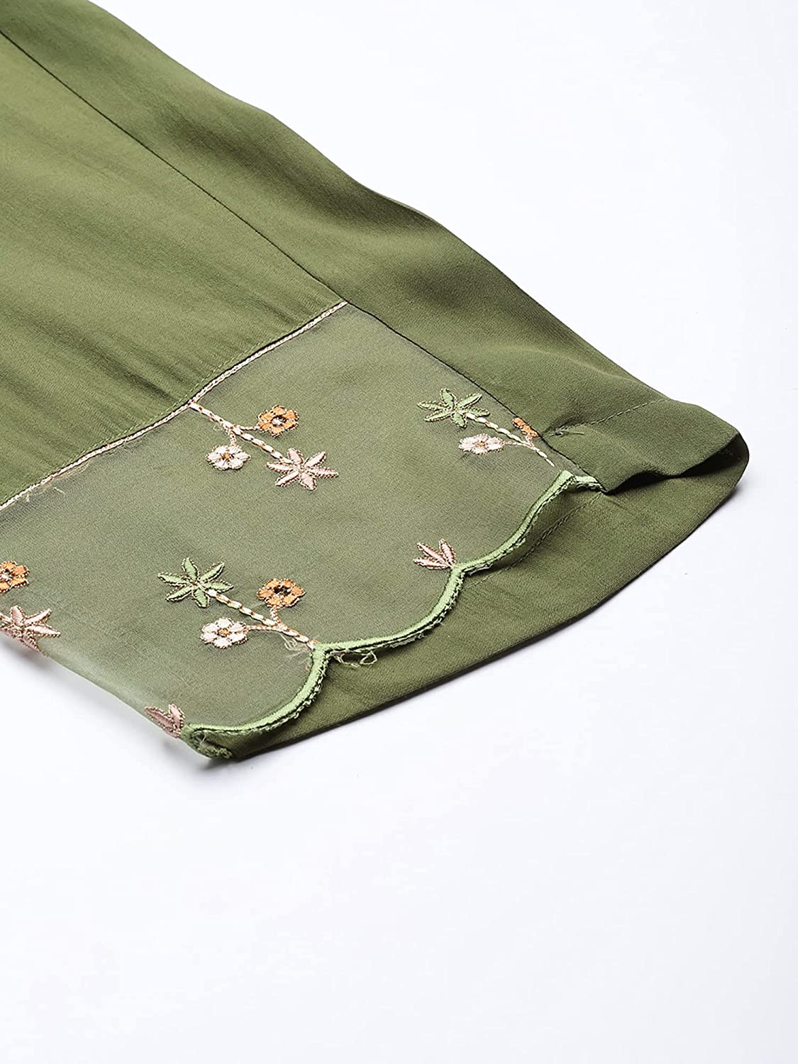 Women's Green Embroidered Straight Kurta Trousers With Dupatta Set