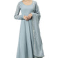 Women's Grey Poly Georgette Solid Kurta Set