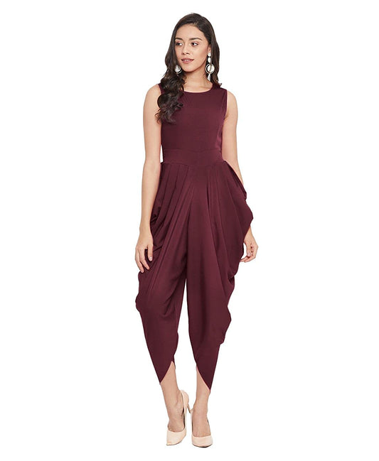 Women's Maroon Maxi Jumpsuit