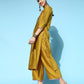 Women's Net Floral Embroidered Straight Kurta Palazzo with Dupatta Set