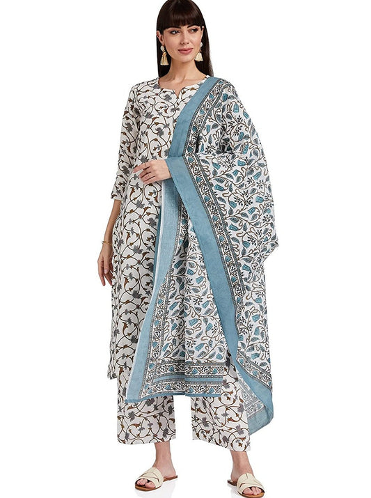 Women's Pure Cotton Floral Printed Kurta Set