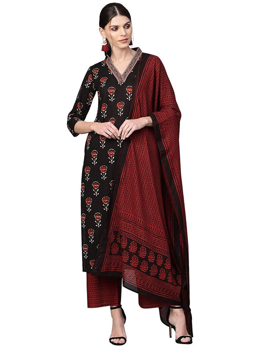 Women's Pure Cotton Printed Straight Kurta Set