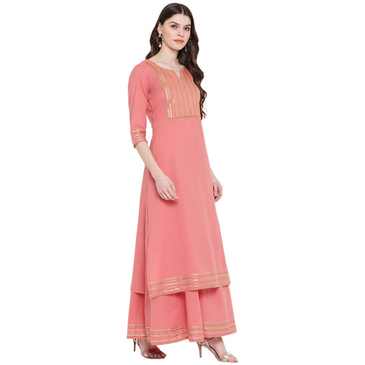 Women's Rayon Solid Kurta With Palazzo Set
