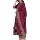 Women's Wine Color Printed Kurta Palazzo Set
