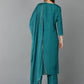 Women's Silk Blend Yoke Design Solid Kurta Trousers with Dupatta