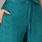 Women's Silk Blend Yoke Design Solid Kurta Trousers with Dupatta