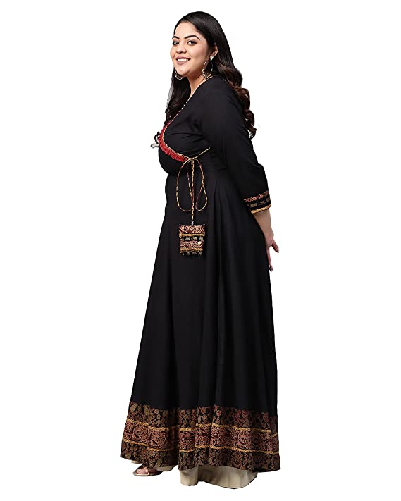 Women Anarkali Tie-Side Rayon Kurta