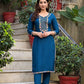 Women Rayon Embroidered Straight Kurta Palazzo Set