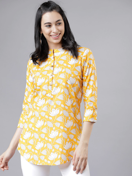 Yellow & Cream Printed Tunic