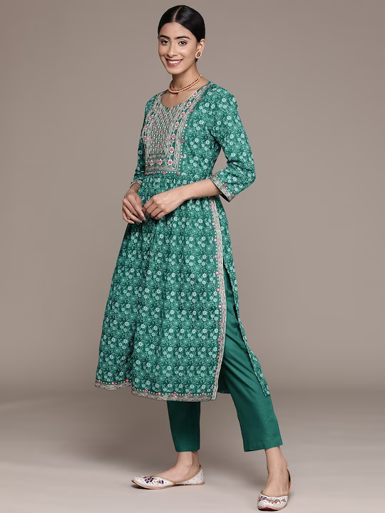 Women Floral Embroidered Regular Kurta With Trousers & Dupatta