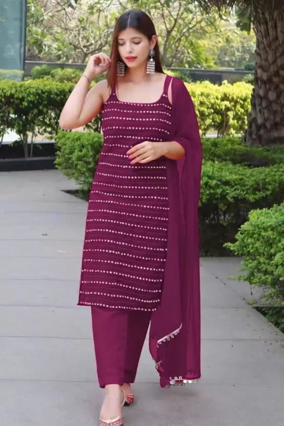 Printed Kurta Trouser Pant Dupatta Set