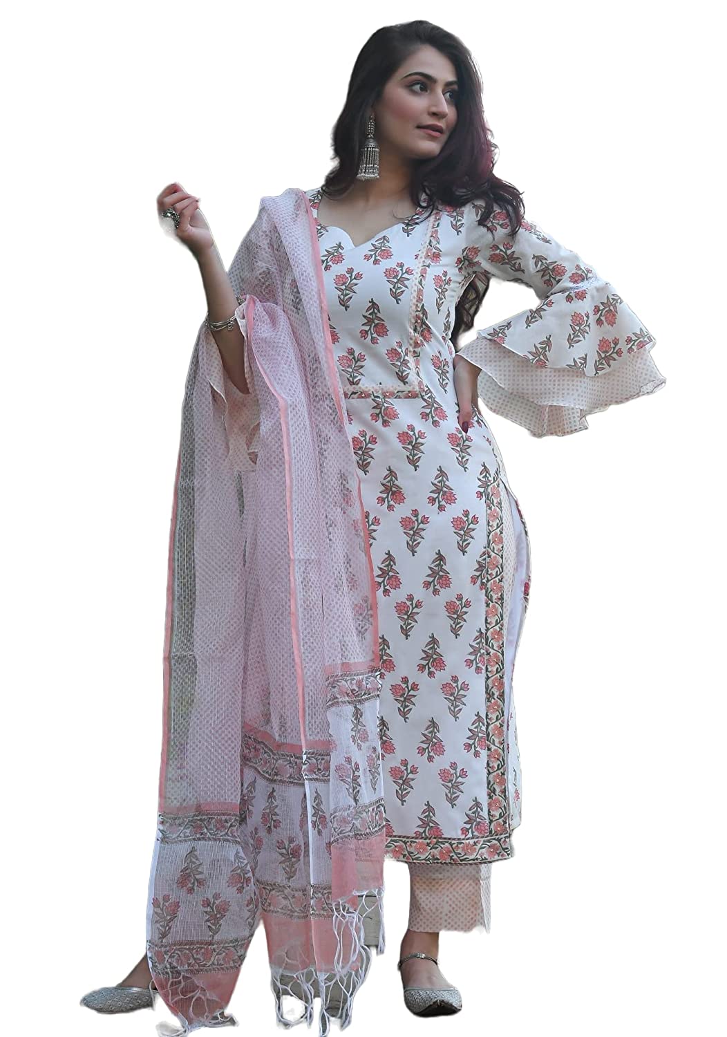 Women Viscose Rayon Bell-sleeved Kurta set