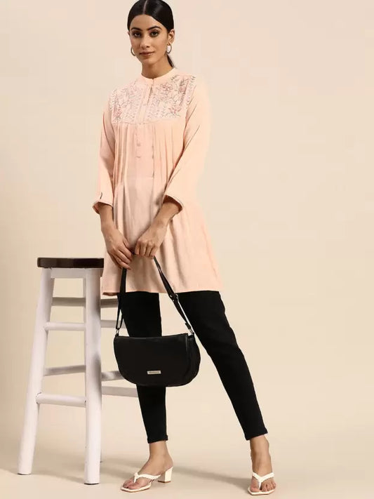 Women Viscose Rayon Embroidered Tunics