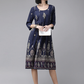 Women Navy Blue Ethnic Printed A-Line Dress