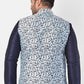 Men Blue Printed Nehru Jacket